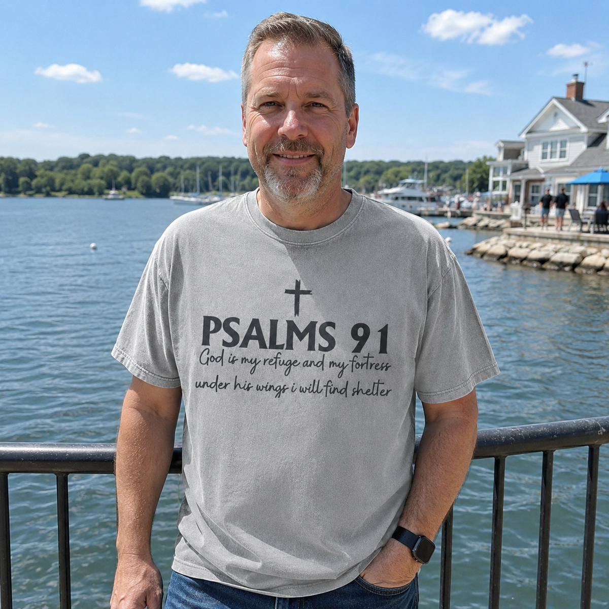 Kunde trägt „Let Faith Lead“
