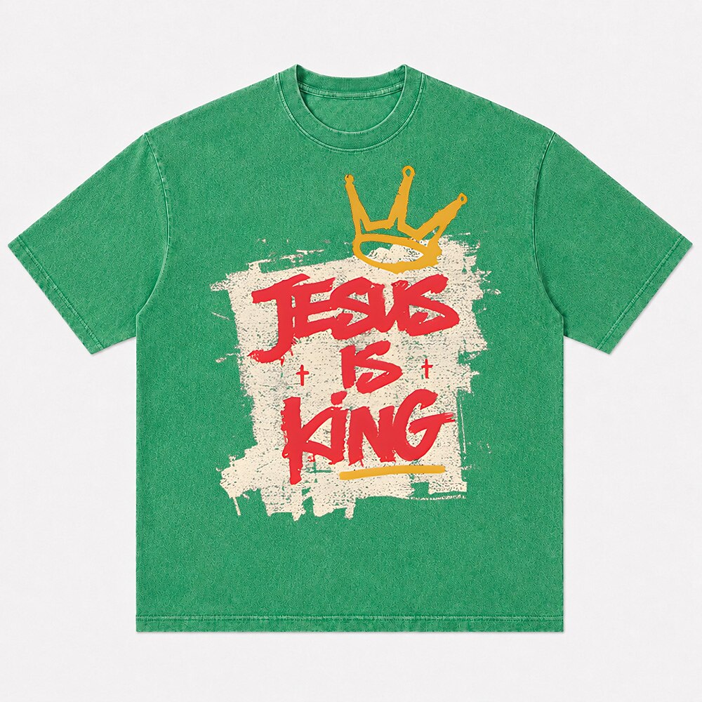 Jesus Is King graffiti crown Christian T-shirt