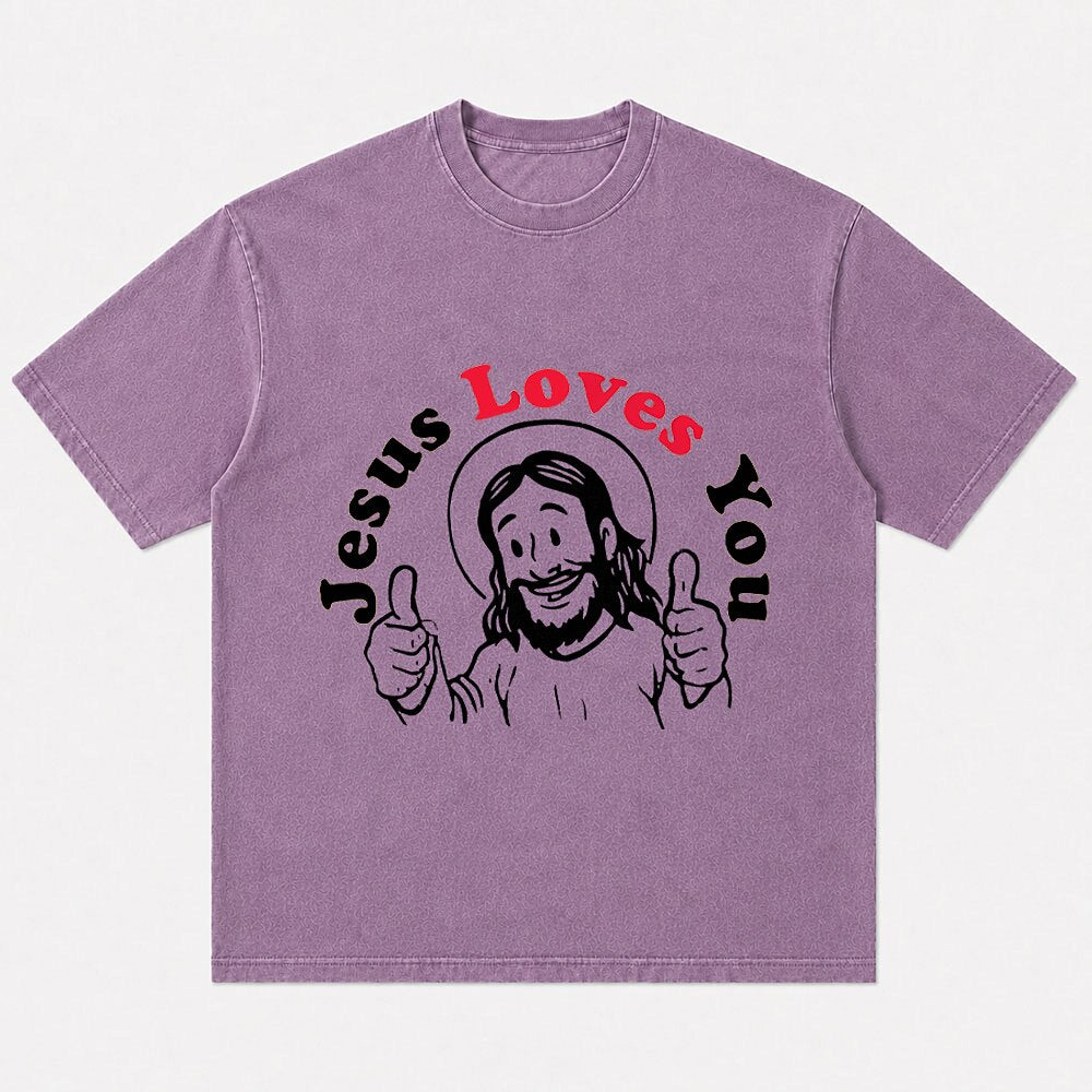 Jesus Loves You thumbs-up Christian graphic T-shirt