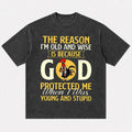 God Protected Me When I Was Young And Stupid Rooster Holding Cross Christian Faith Self Deprecating Humor Christian T-Shirt - product image 1