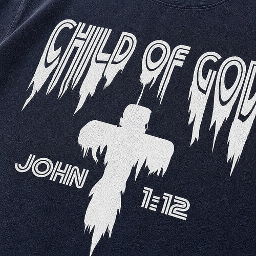 Child of God John 1:12 washed cotton T-shirt, print detail view 6