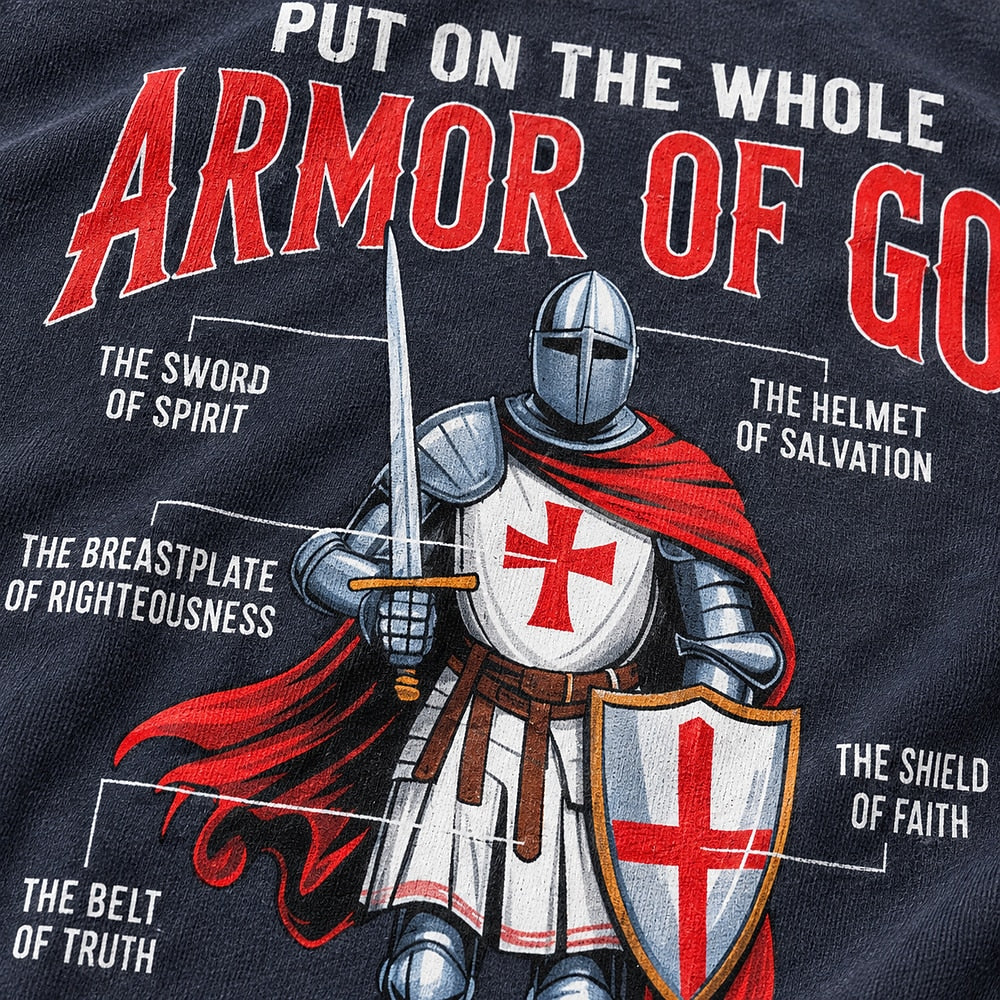 Put On the Whole Armor of God cotton T-shirt, additional product detail view