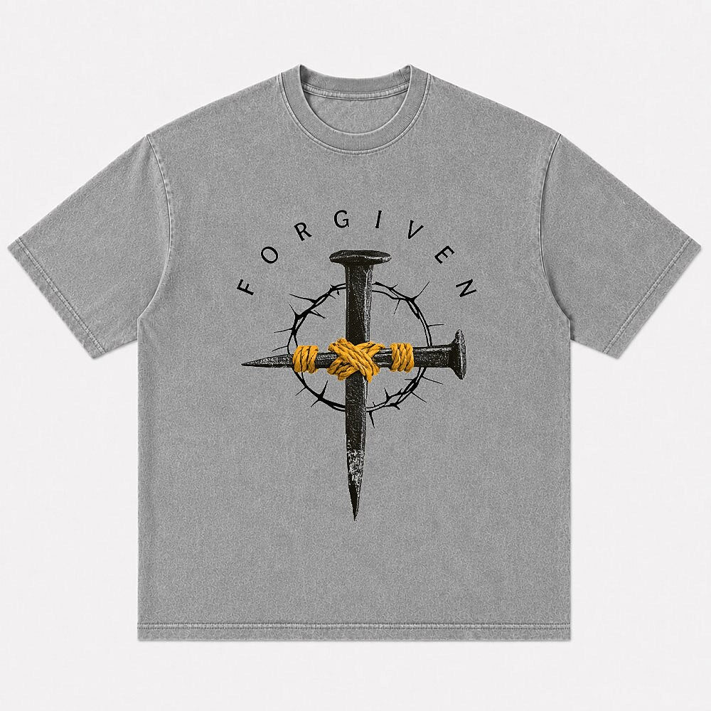 Forgiven nail cross and crown of thorns cotton T-shirt, product view 5