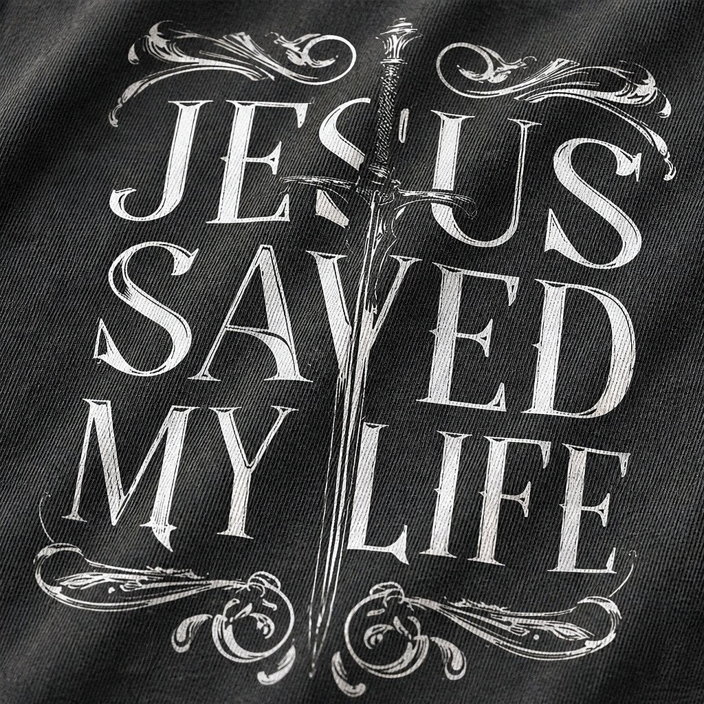 Jesus Saved My Life men's Christian graphic T-shirt view 2