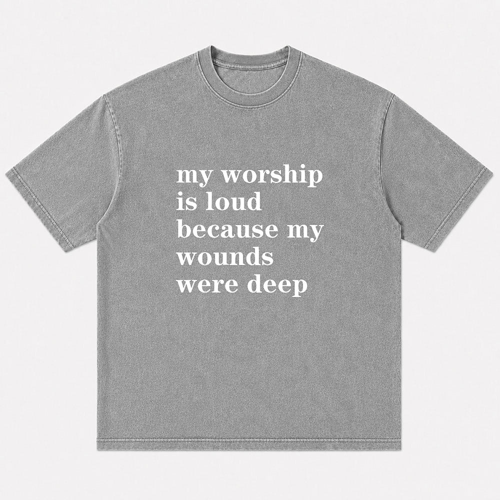 My Worship Is Loud washed cotton T-shirt, product view 5