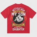 Family Father Love I Asked God to Make Me a Better Man My Son and Daughter Quote Distressed Christliches T-Shirt - Produktbild 1