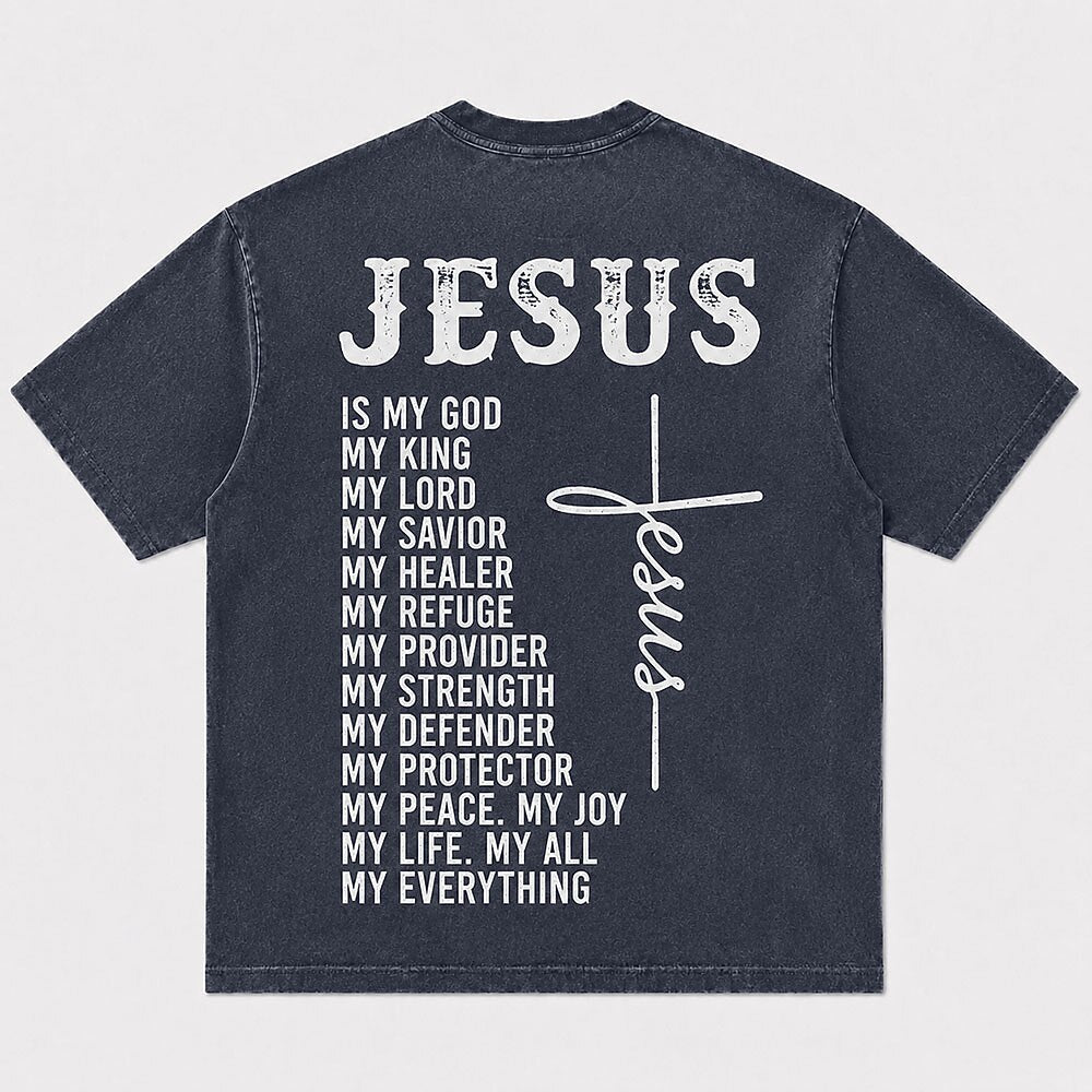 Faith Jesus Is My God My King My Savior My Everything Quote with Cross Christian T-Shirt - product image 7
