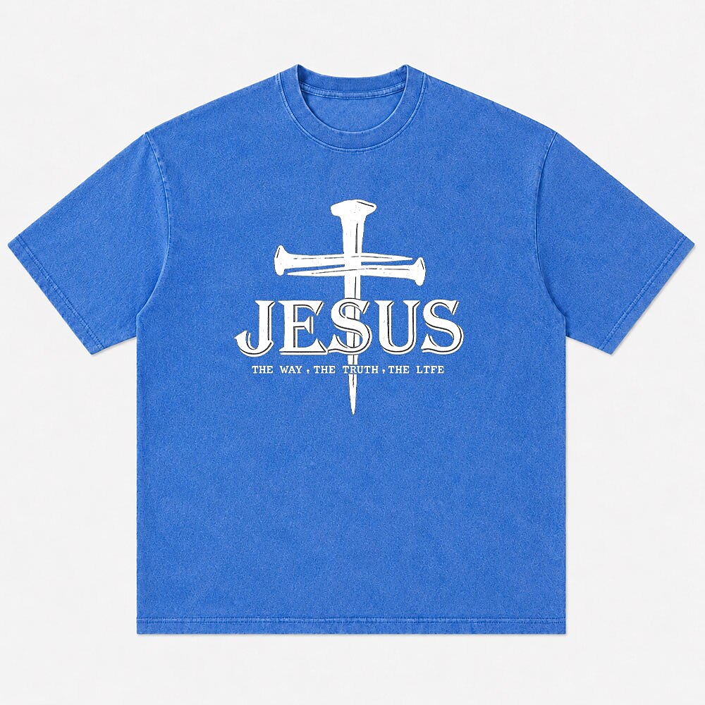 Faith Jesus The Way The Truth The Life Quote with Cross Nails Christian T-Shirt - product image 1