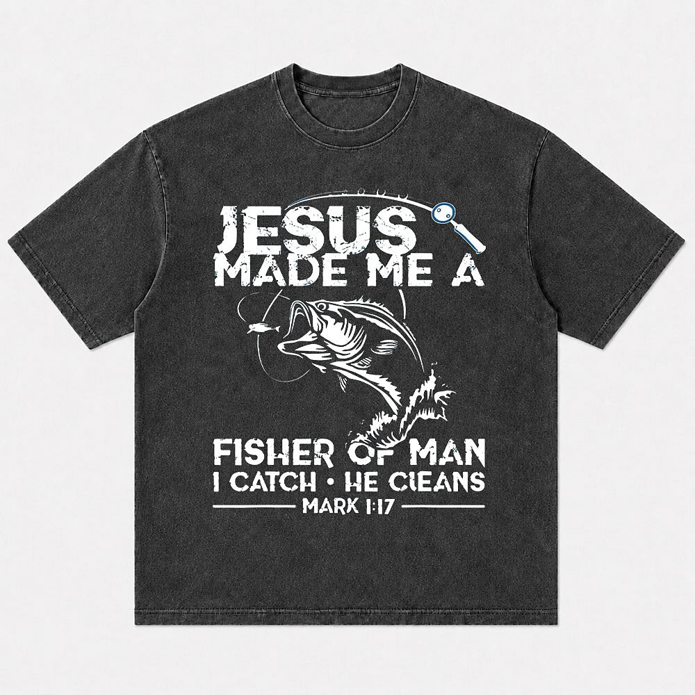 Jesus Made Me a Fisher of Man Fishing Mark 1:17 Christian T-Shirt - product image 6