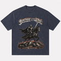 Crusader knight on horseback graphic cotton T-shirt, product view 1