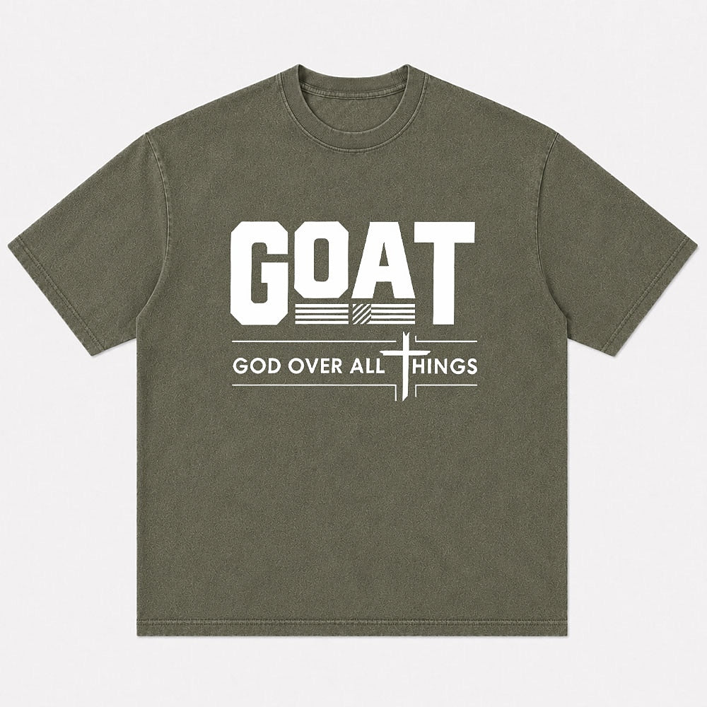 GOAT God Over All Things washed cotton T-shirt, product view 1