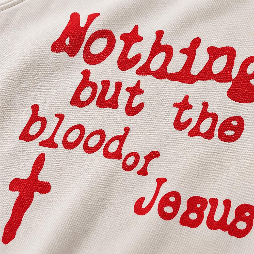 Nothing but the Blood of Jesus cotton T-shirt, additional product detail view