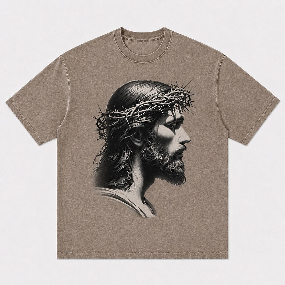 Jesus Crown of Thorns Portrait Christian T-Shirt - product image 4