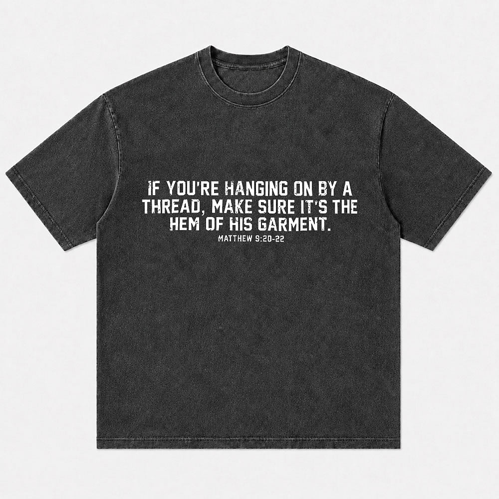Hem of His Garment Matthew 9:20-22 washed cotton T-shirt, product view 1