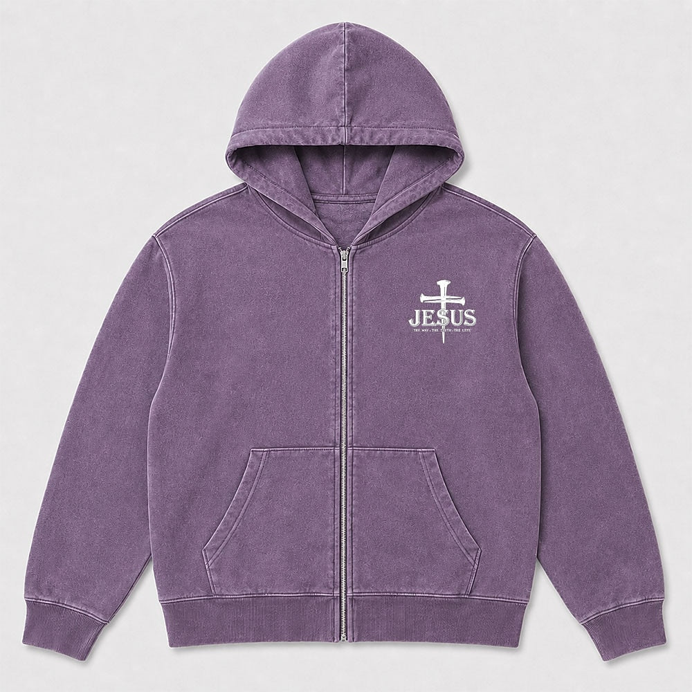 Jesus Cross Christian Zip Hoodie - product image 6