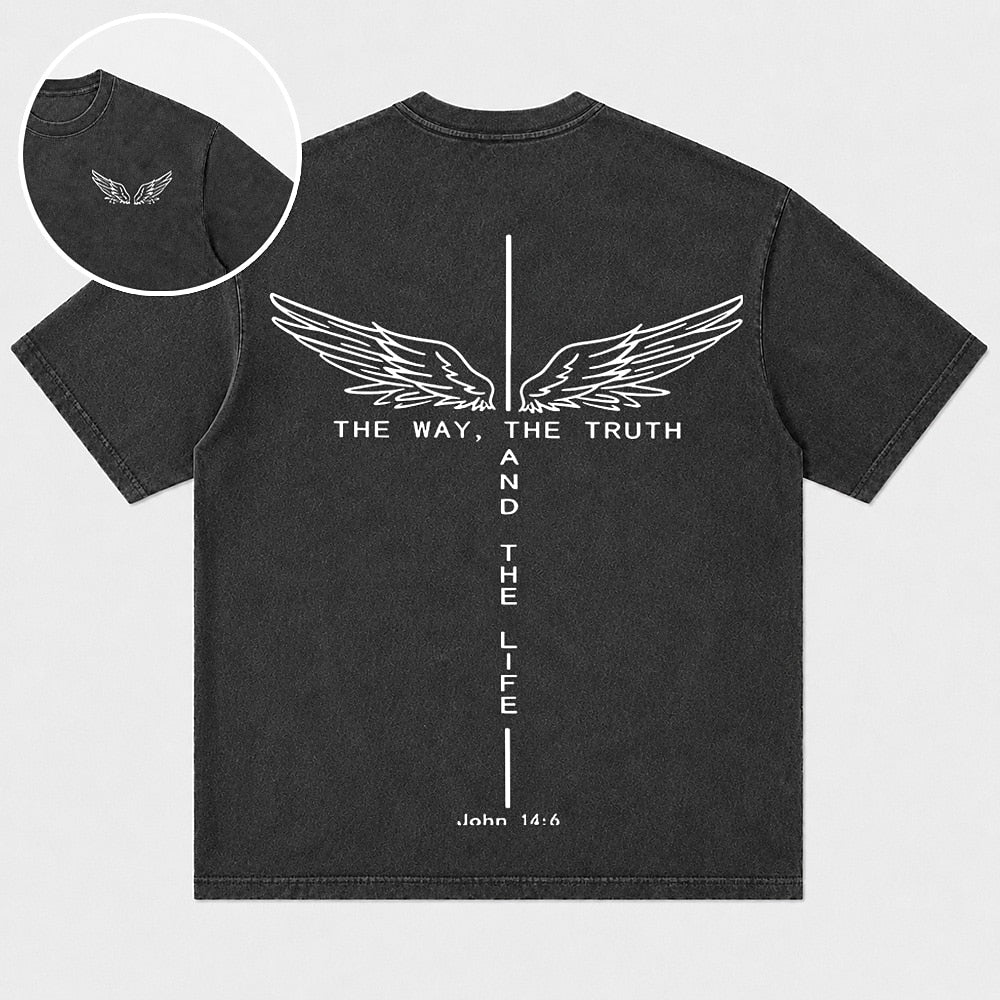 The Way Truth and Life winged cross John 14:6 T-shirt