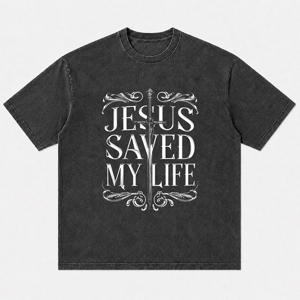 Jesus Saved My Life men's Christian graphic T-shirt