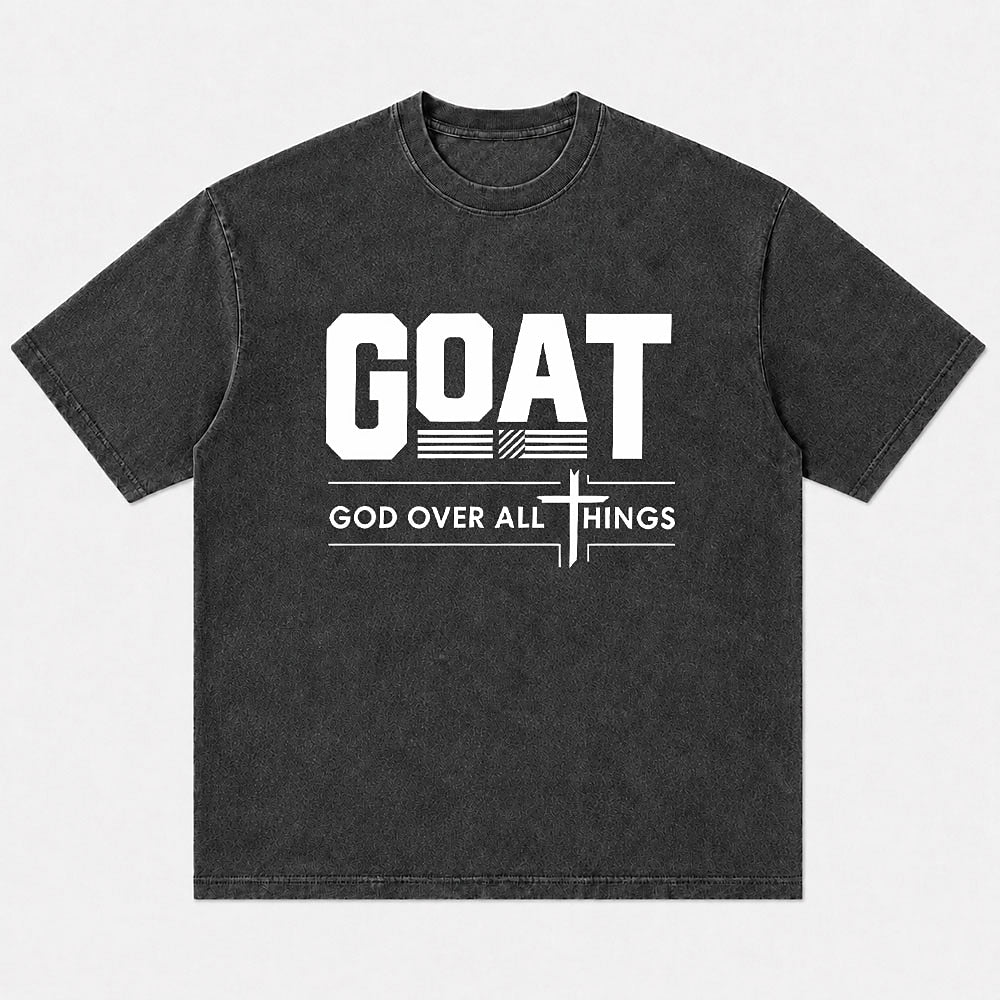 GOAT God Over All Things washed cotton T-shirt, product view 5