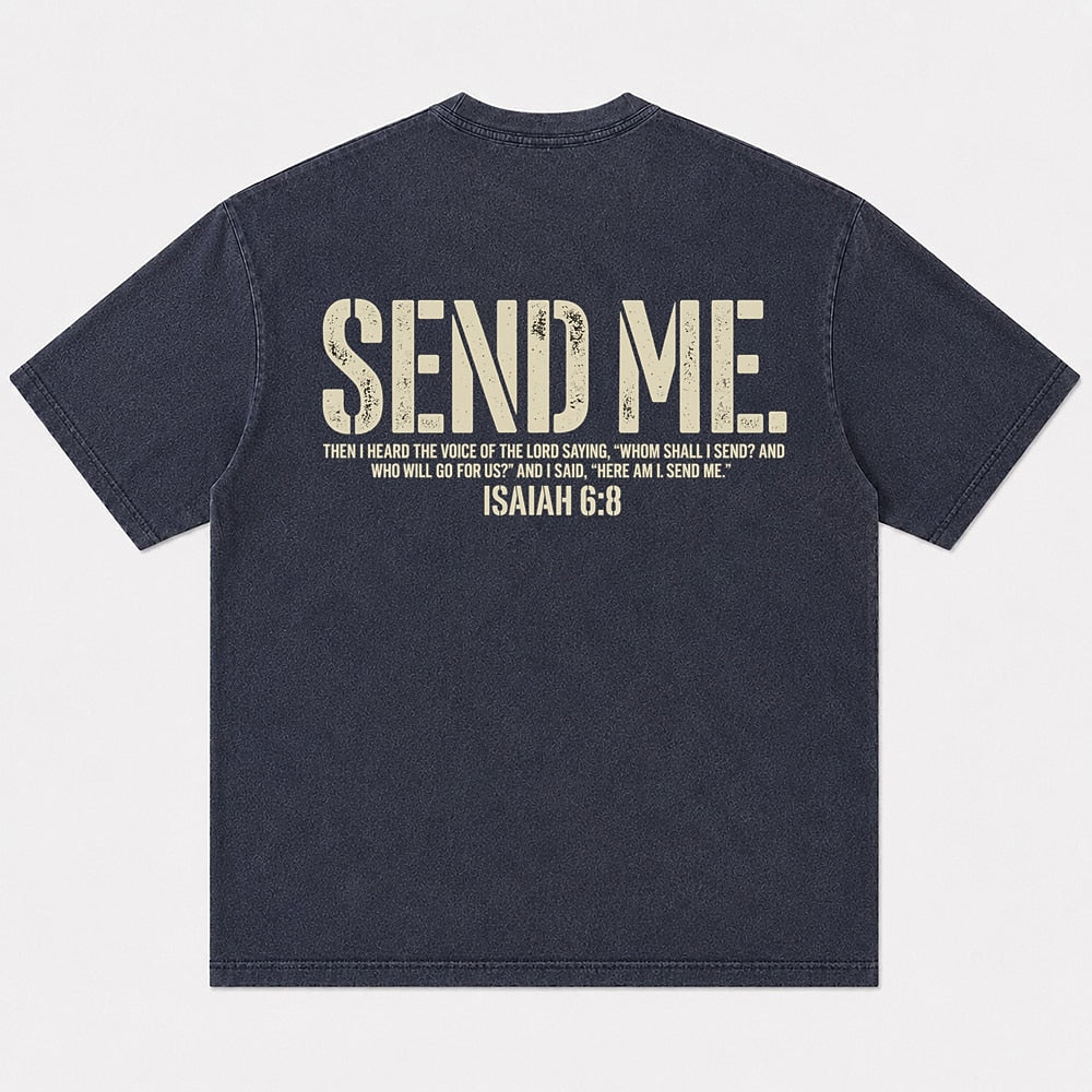 Send Me Isaiah 6:8 washed cotton T-shirt, product view 7