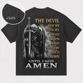 Kneeling Knight in Armor with Sword Until I Said Amen Faith Quote Christian T-Shirt - product image 1