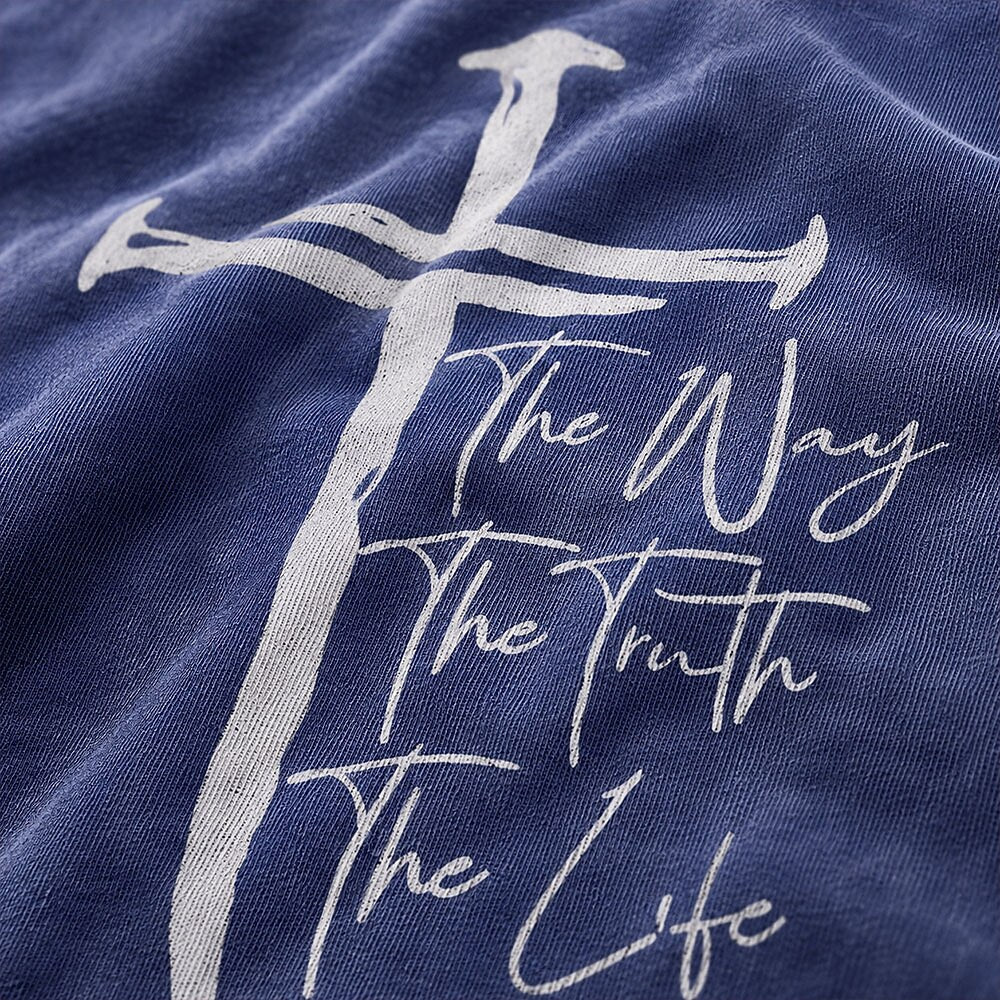 Nail Cross with The Way The Truth The Life Bible Quote Christian T-Shirt - product image 2