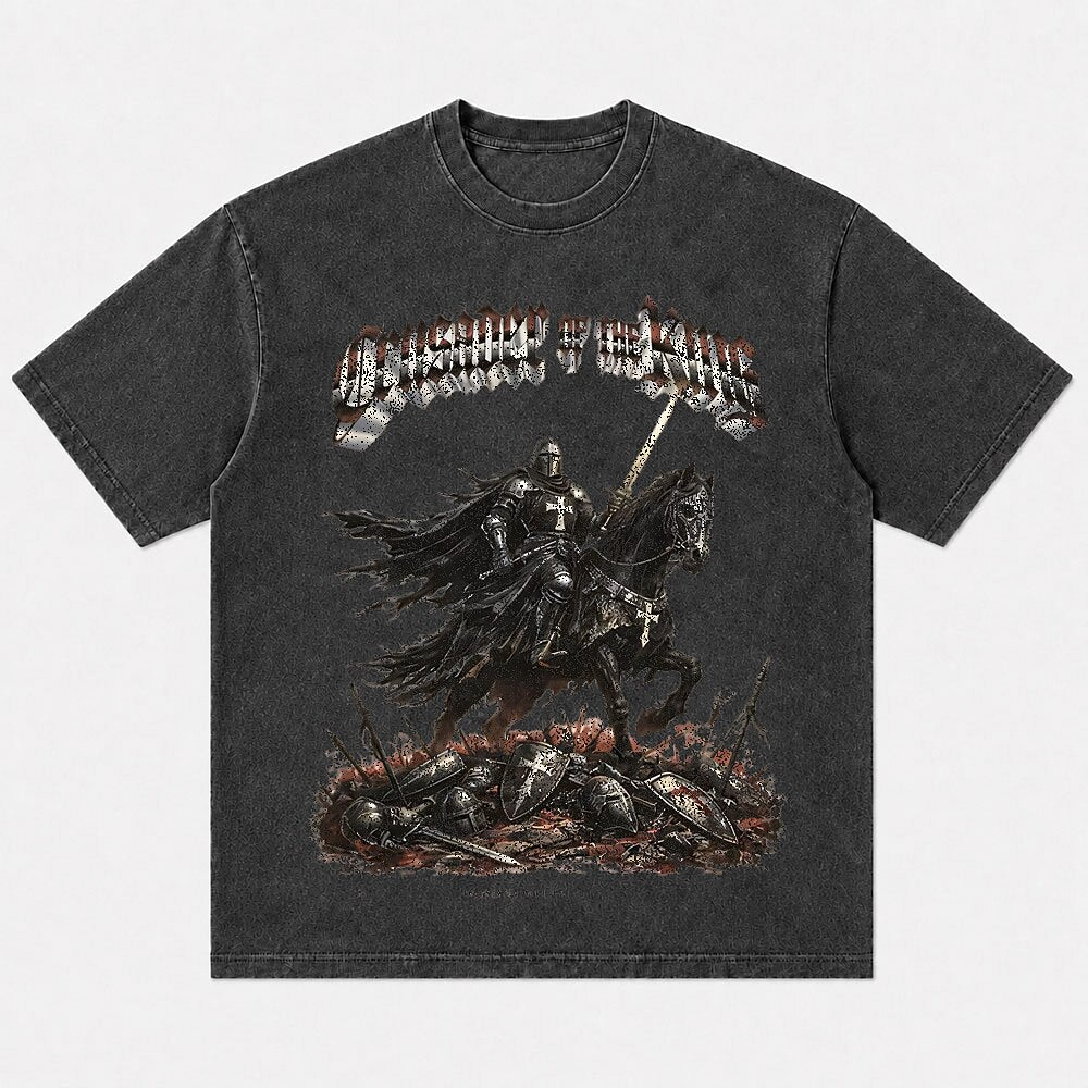 Crusader knight on horseback graphic cotton T-shirt, product view 5