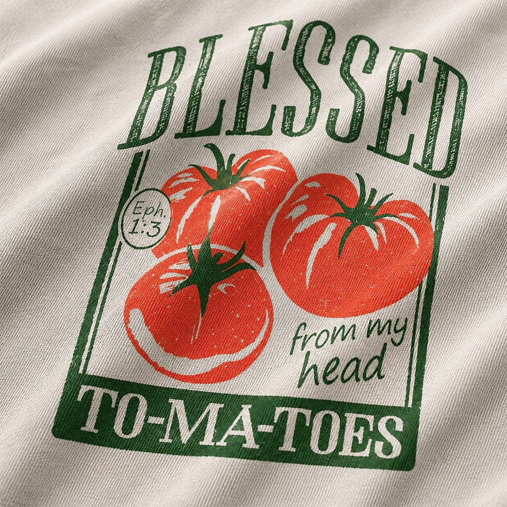 Blessed To-Ma-Toes Ephesians 1:3 cotton T-shirt, additional product detail view