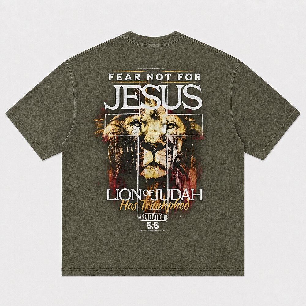Fear Not For Jesus Lion of Judah Has Triumphed Revelation 5:5 Christian T-Shirt - product image 1