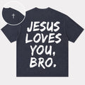 Jesus Loves You Bro washed cotton T-shirt, product view 1
