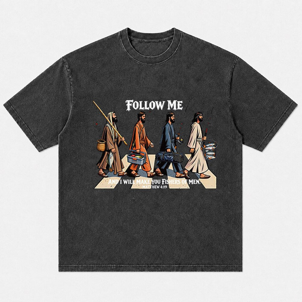Fishers of men crossing scene graphic cotton T-shirt, product view 6