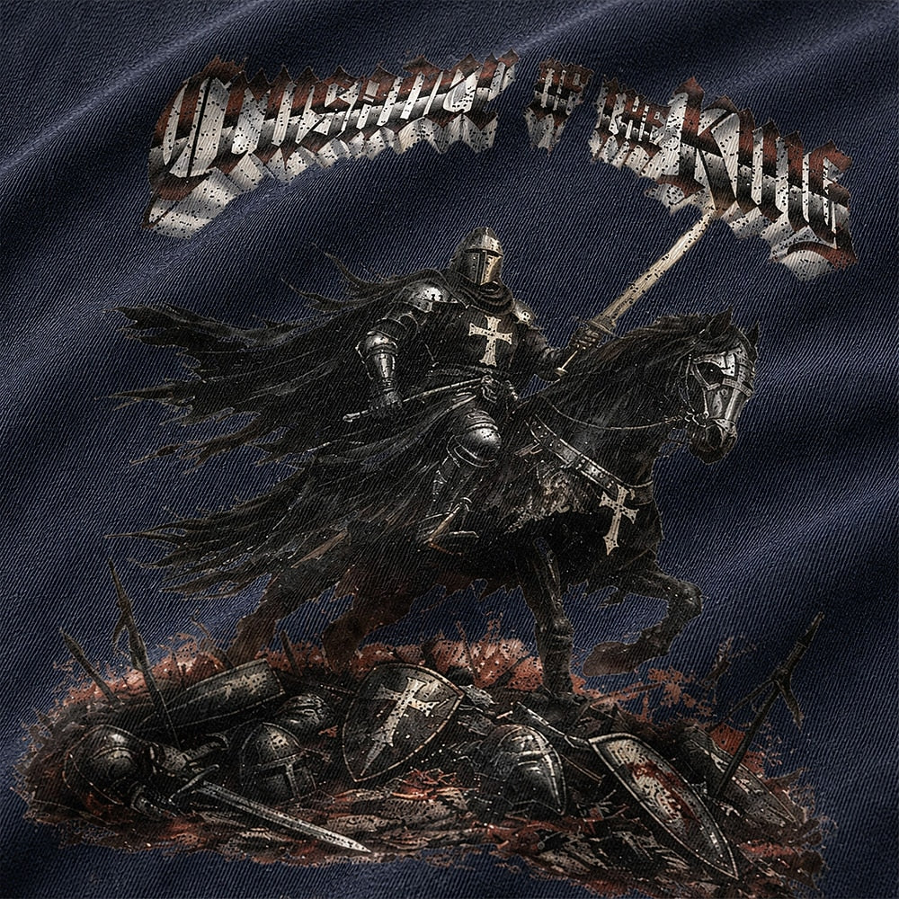 Crusader Knight on Horseback cotton T-shirt, additional product detail view