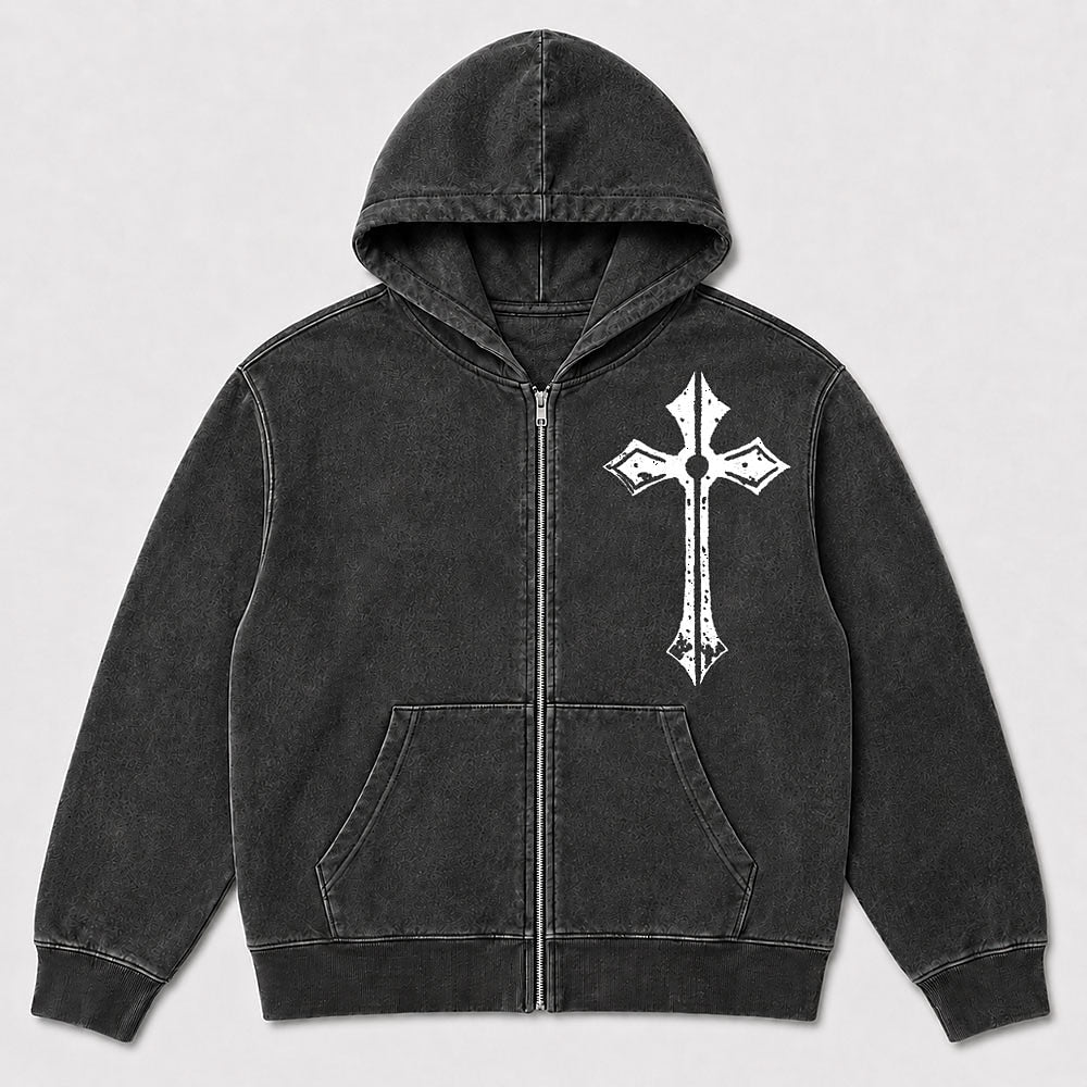 Ornate Cross Christian Zip Hoodie - product image 7