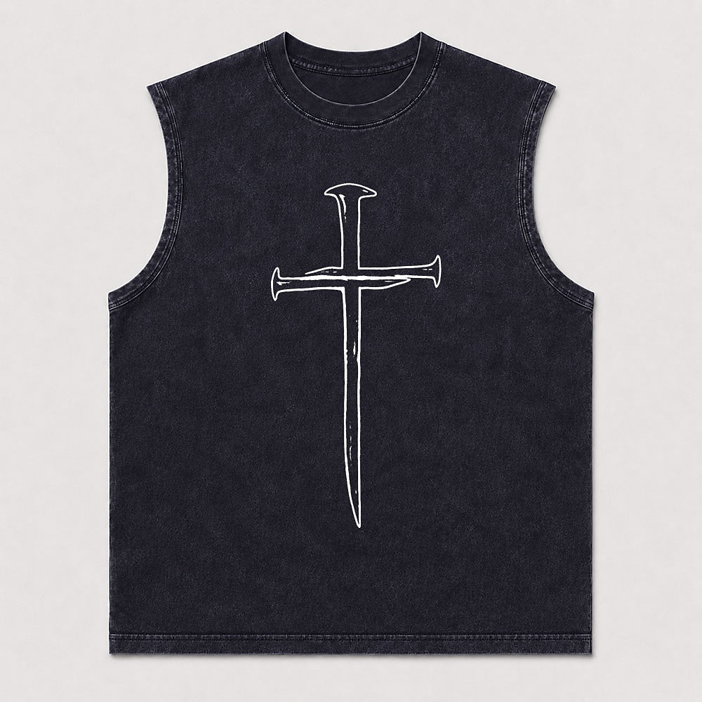 Two Nails Forming A Cross Christian Faith Symbol Religious Easter Christian Tank Top - product image 7