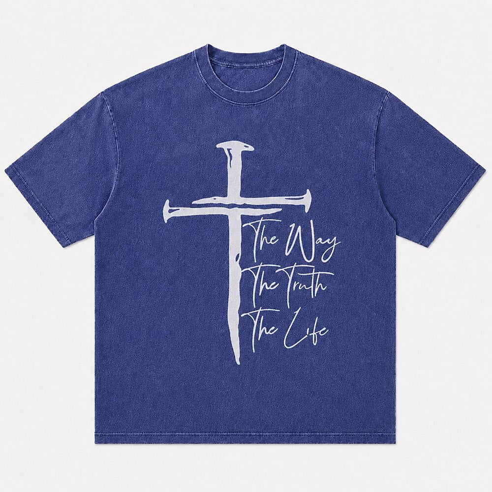 Nail Cross with The Way The Truth The Life Bible Quote Christian T-Shirt - product image 1
