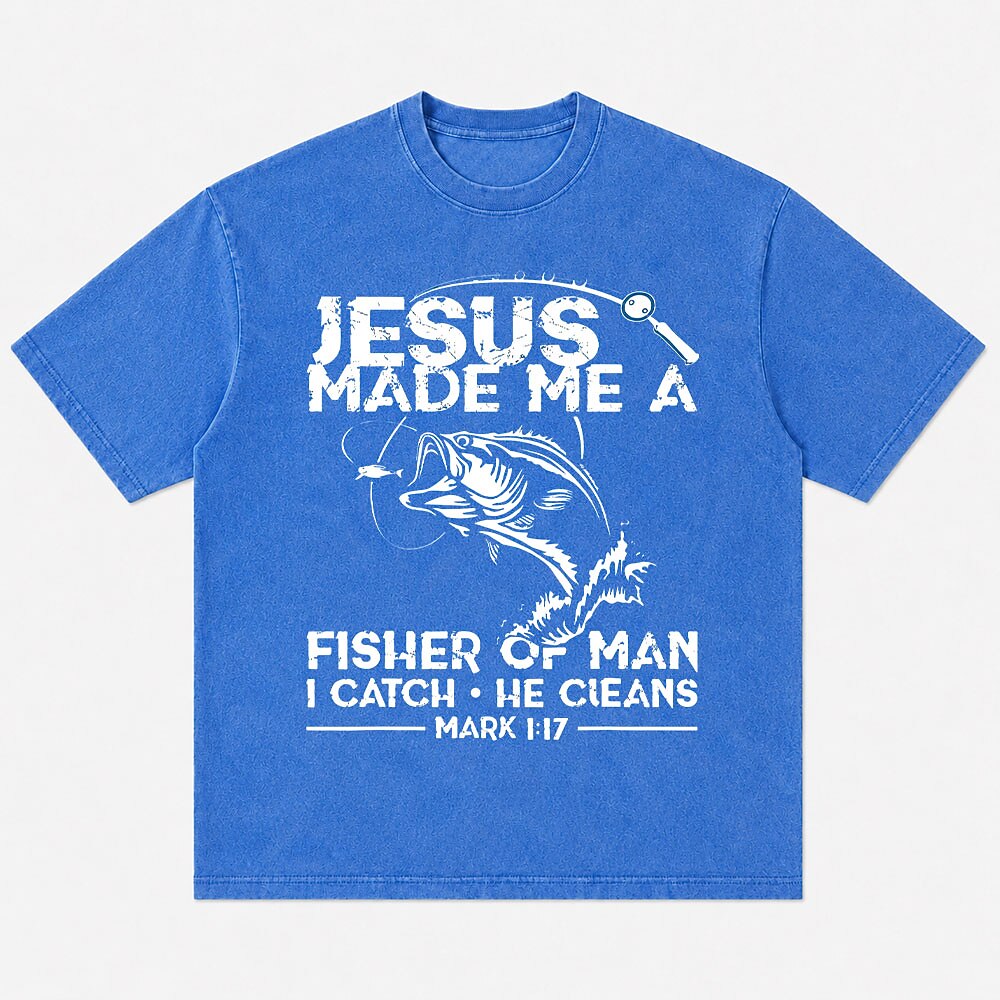 Jesus Made Me a Fisher of Man Fishing Mark 1:17 Christian T-Shirt - product image 1