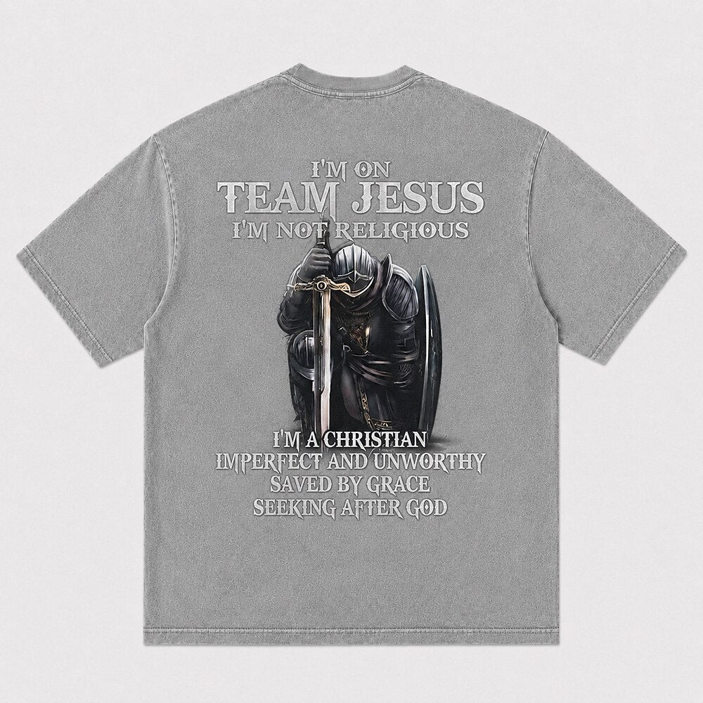 I'm On Team Jesus Knight Saved By Grace Christian T-Shirt - product image 6