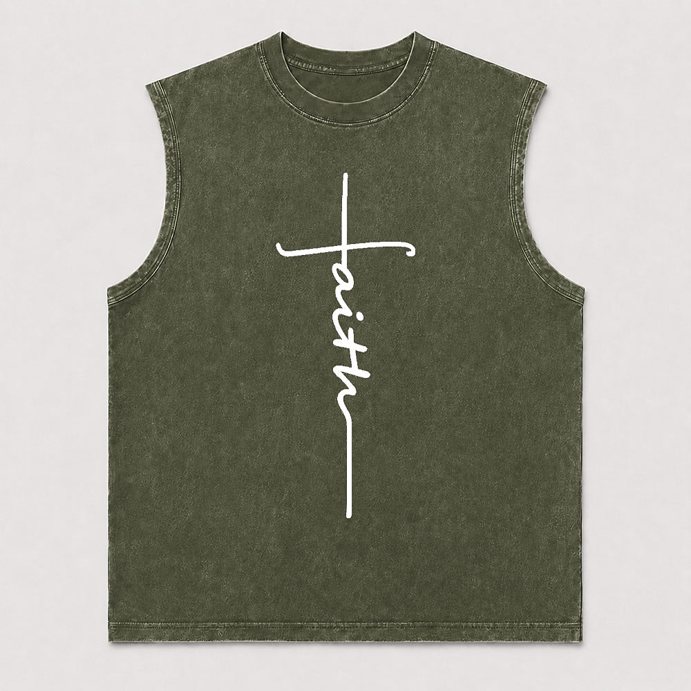 Faith Written As A Cross Minimalist Script Lettering Christian Tank Top - product image 5
