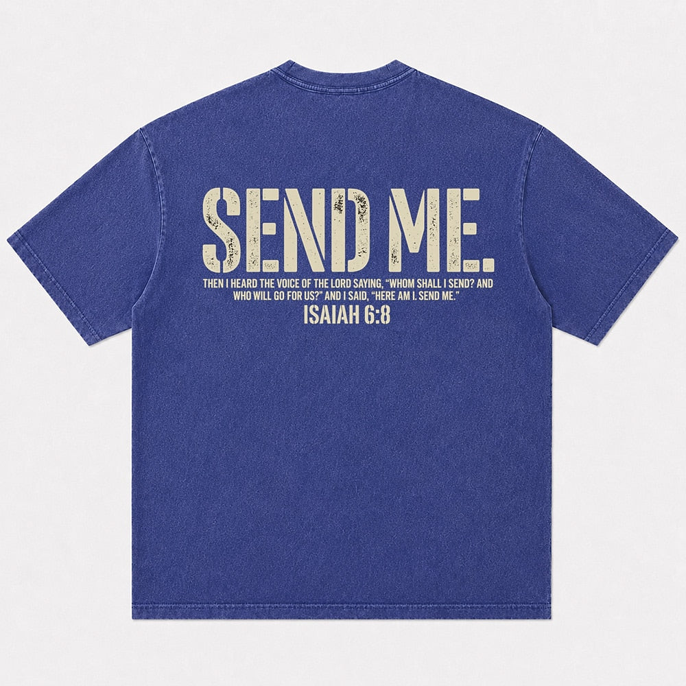 Send Me Isaiah 6:8 washed cotton T-shirt, product view 3