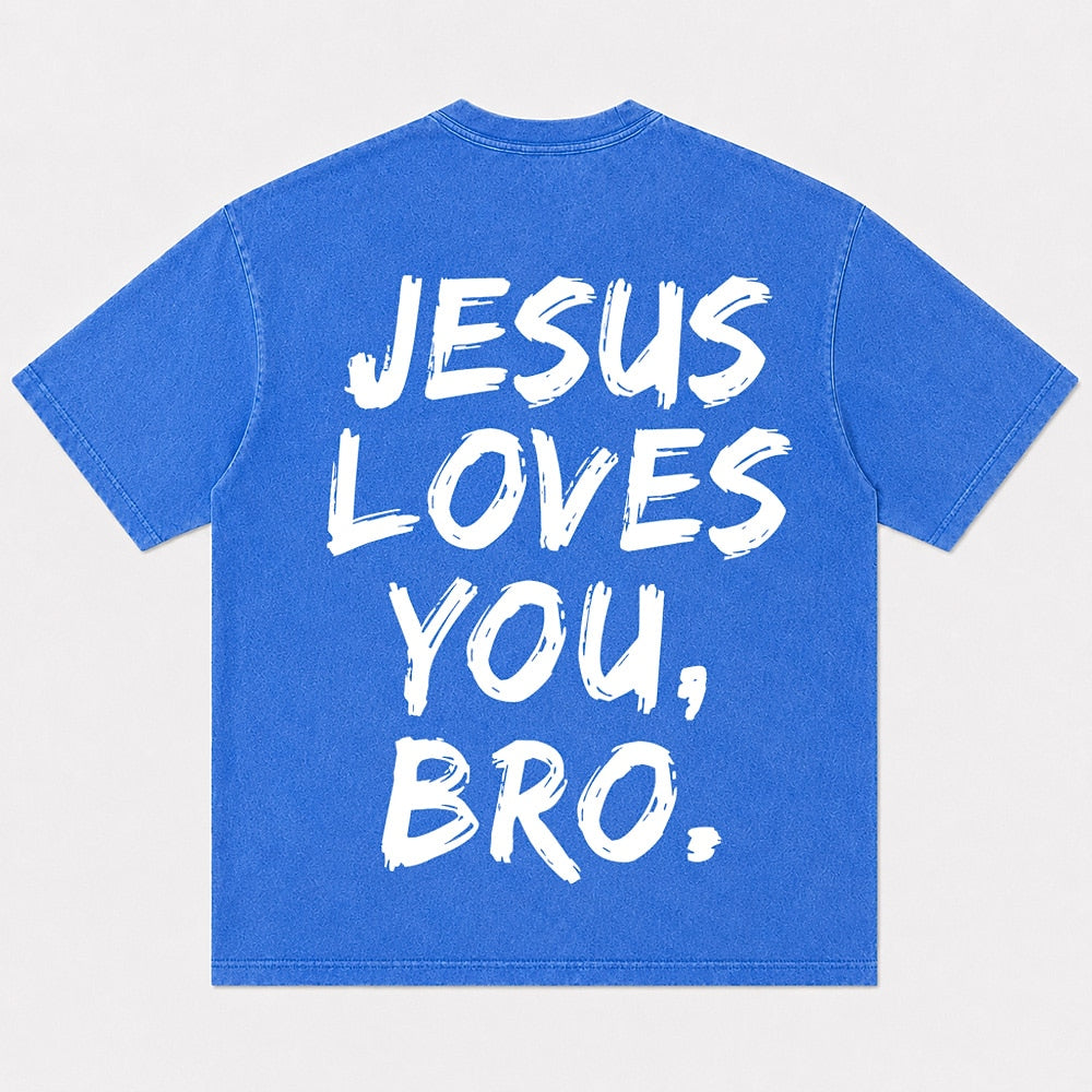 Jesus Loves You Bro washed cotton T-shirt, product view 6