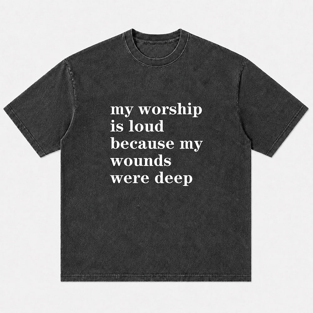 My Worship Is Loud washed cotton T-shirt, product view 6