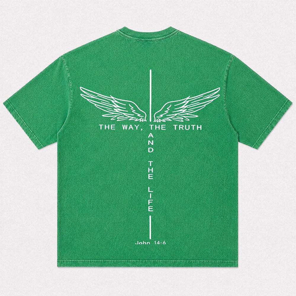 The Way Truth and Life winged cross John 14:6 T-shirt