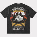 Family Father Love I Asked God to Make Me a Better Man My Son and Daughter Quote Distressed Christian T-Shirt - product image 6