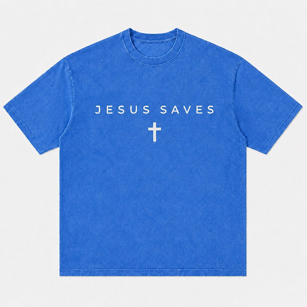Faith Jesus Saves Quote with Simple Minimalist Cross Christian T-Shirt - product image 6