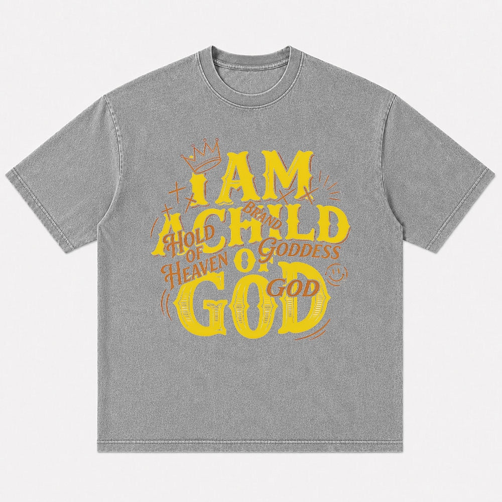 I Am a Child of God Crown washed cotton T-shirt, product view 6