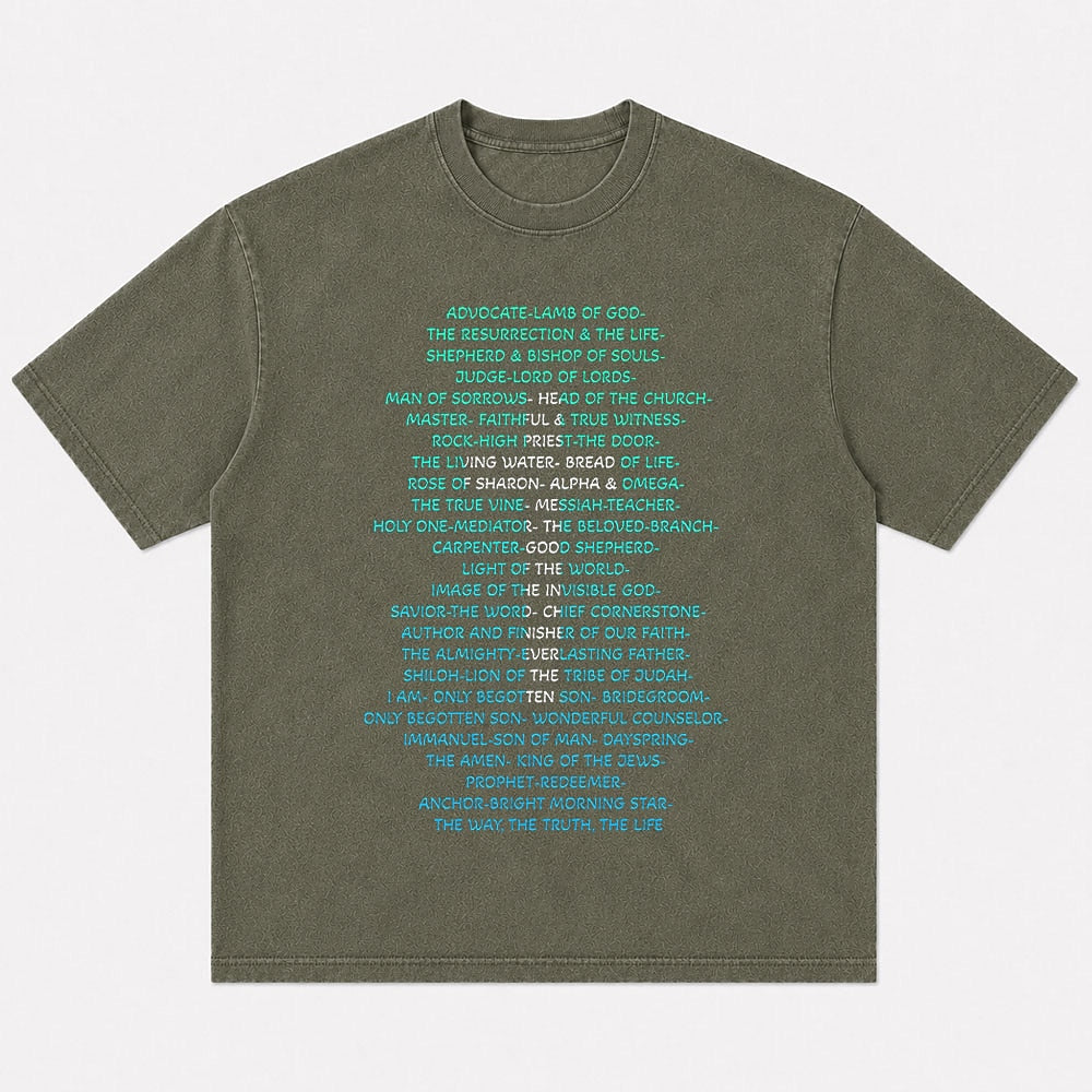 Names of Jesus Christ cross typography T-shirt
