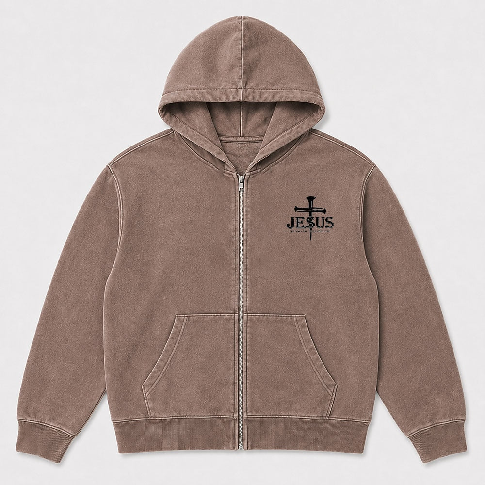 Jesus Cross Christian Zip Hoodie - product image 4