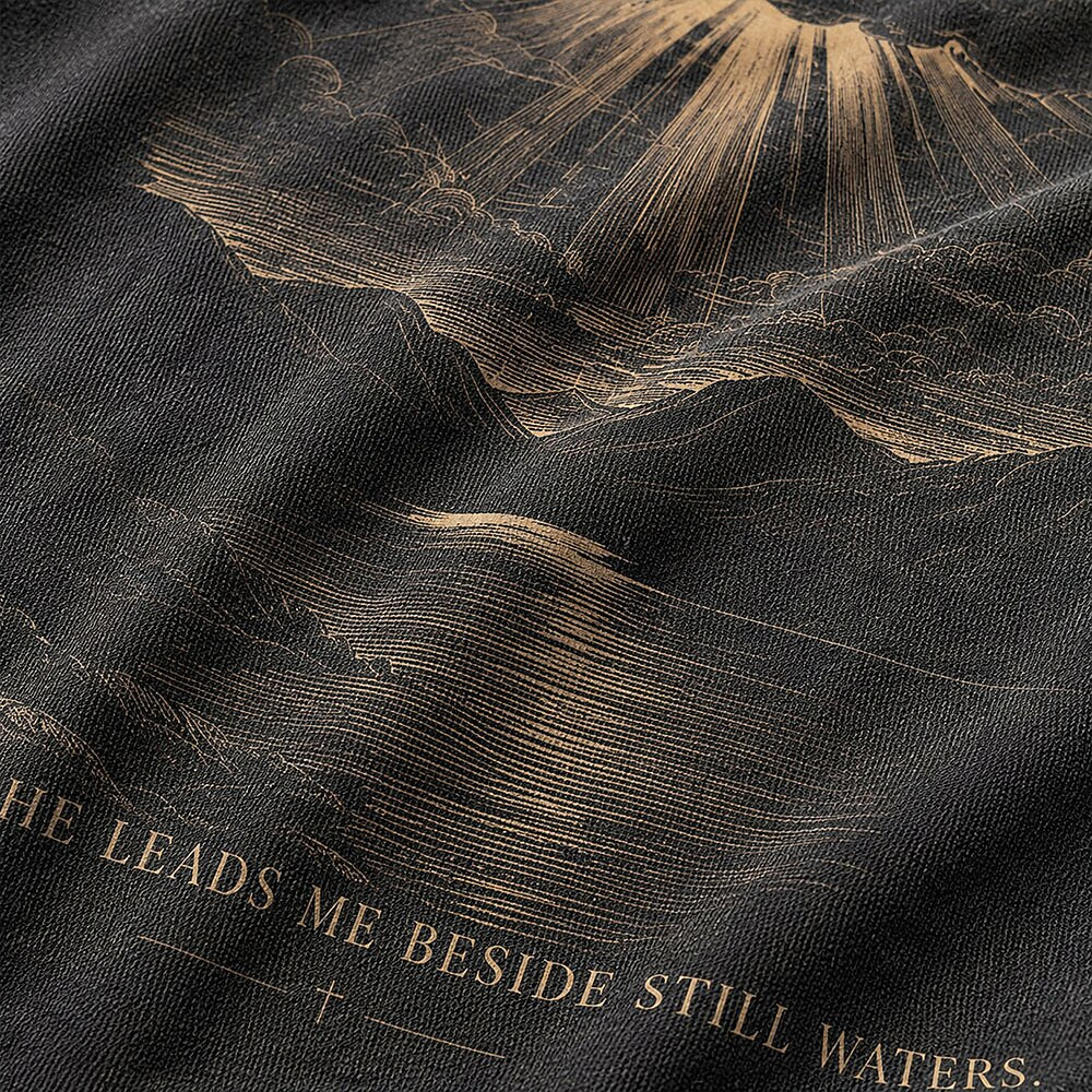 He Leads Me Beside Still Waters Psalm 23:2 T-Shirt - light blue product image