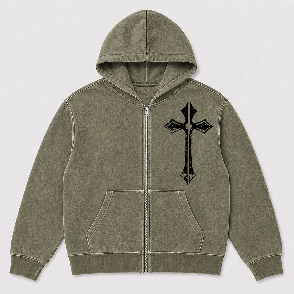 Ornate Cross Christian Zip Hoodie - product image 4