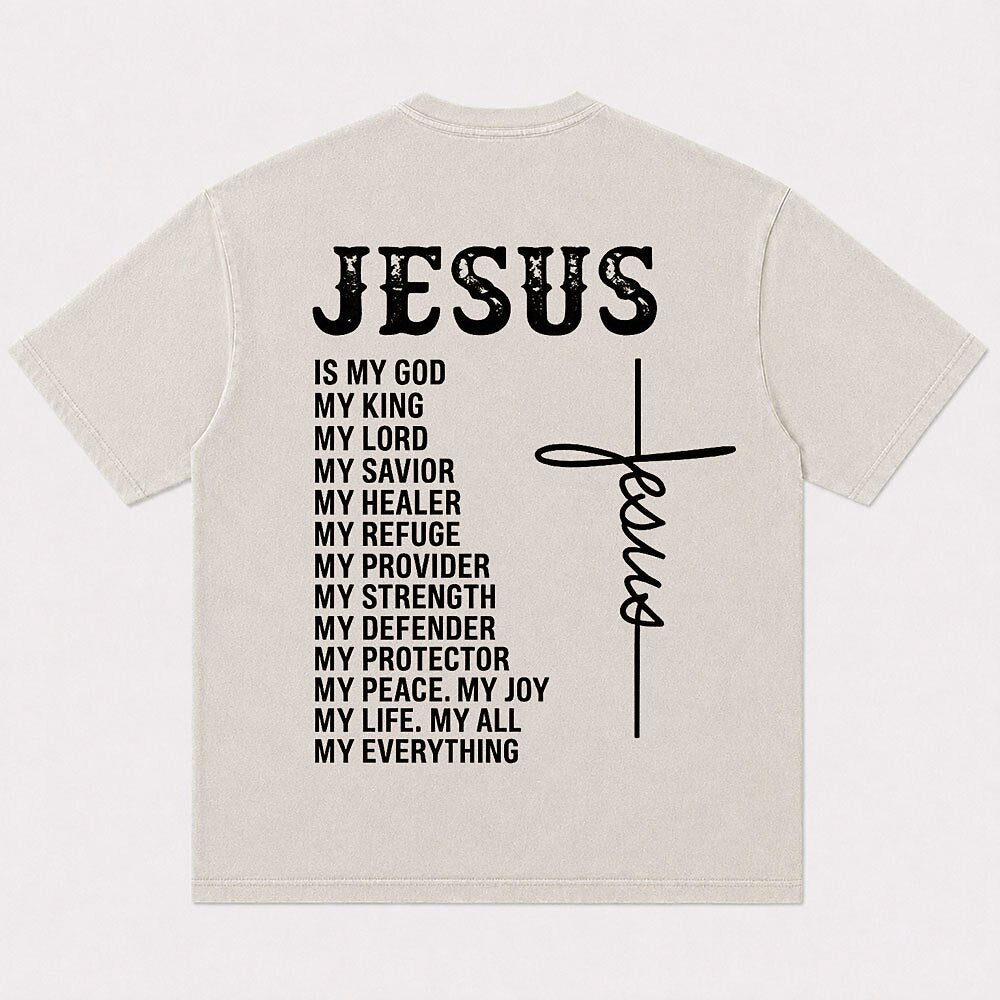 Faith Jesus Is My God My King My Savior My Everything Quote with Cross Christian T-Shirt - product image 5