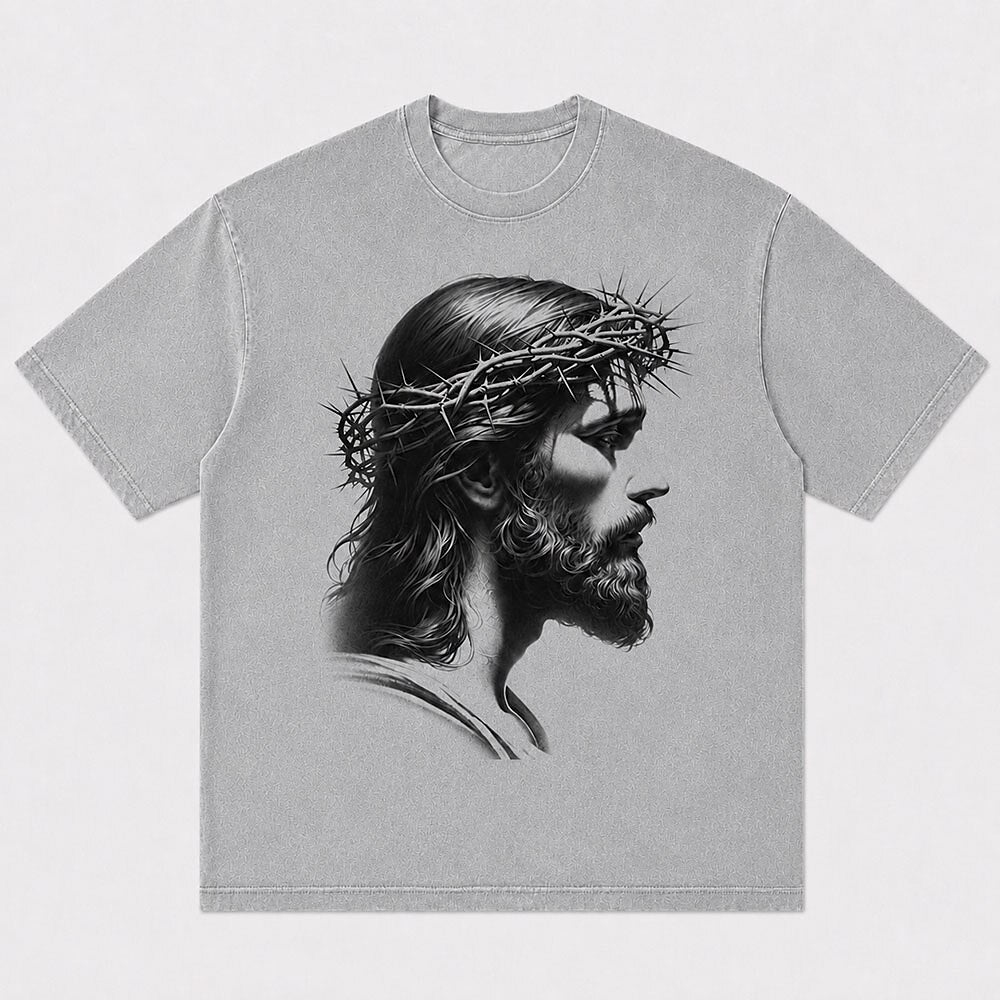Jesus Crown of Thorns Portrait Christian T-Shirt - product image 5